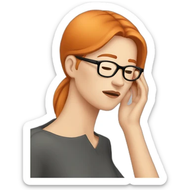 Facepalm, white women. Ginger Hair, straight Hair,wearing glasses sticker