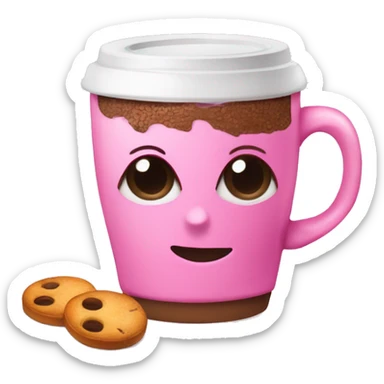 Taza rosada de café con malvadiscos  sticker