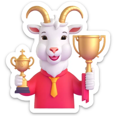 champion goat with trophy sticker