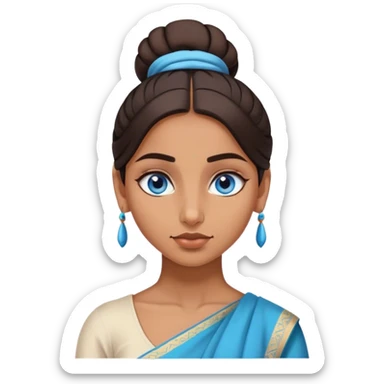 Indian girl with blue eyes and side low bun  sticker