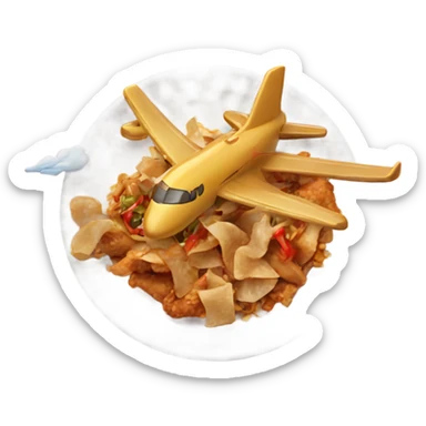 Airplane eating Chinese food sticker