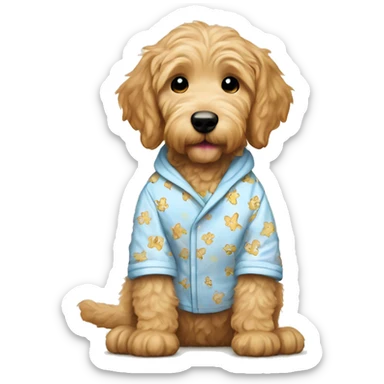 golden doodle puppy wearing pajamas  sticker