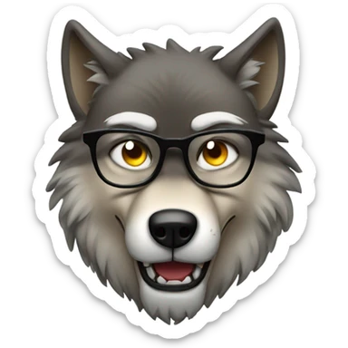 angry wolf with glasses sticker
