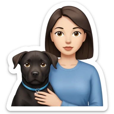 Brunette with a black labrador/american staffordshire dog sticker