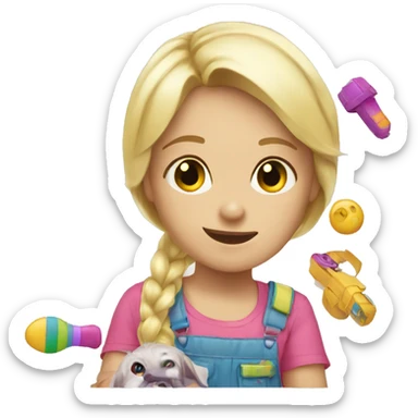 blonde children playing with toys  sticker