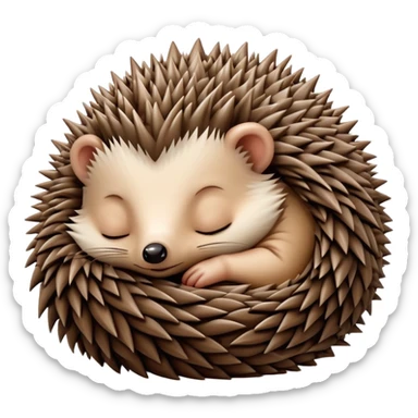 Sleeping baby hedgehog curled up sticker