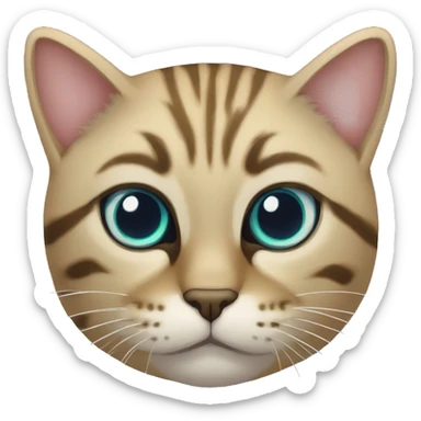 Gato verde de ojos azules con rayos alrededor sticker