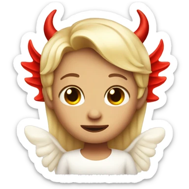 cute angel with red devil horns sticker