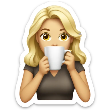 A blonde woman drinking coffee sticker