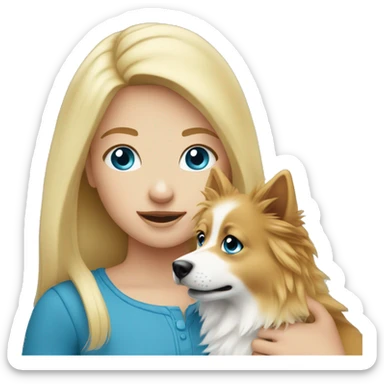 Blonde girl blue eyes holding spitz  sticker