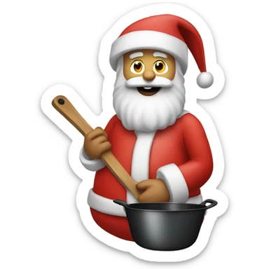 Santa holding a frying pan sticker