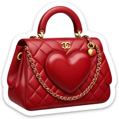 chanel heart dark red color bag sticker