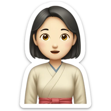 Korean girl telling a story sticker