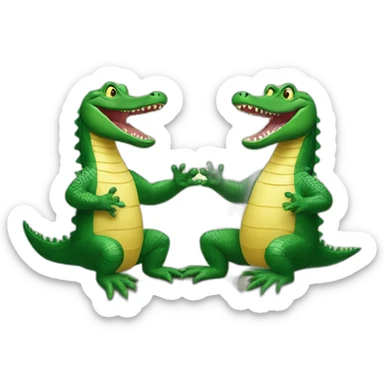 2 alligators give each other high five sticker
