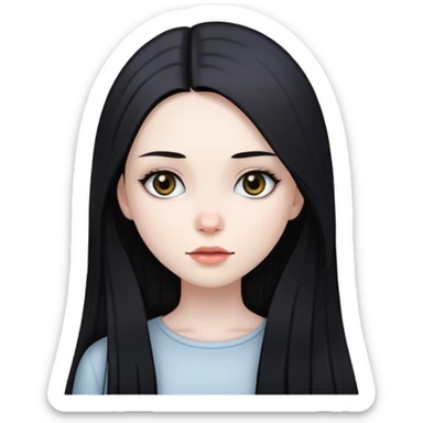 girl with long straight black hair, pale skin, dark eyes sticker