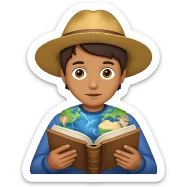 someone who is reading a book to learn the history of our planet  sticker