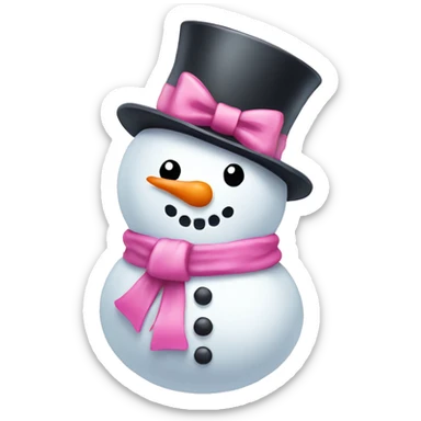Cute snowman with pink bow sticker