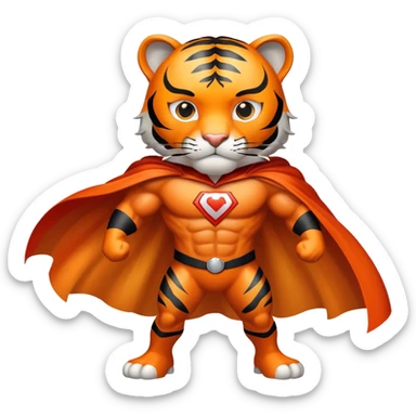 Tiger superhero with cape sticker