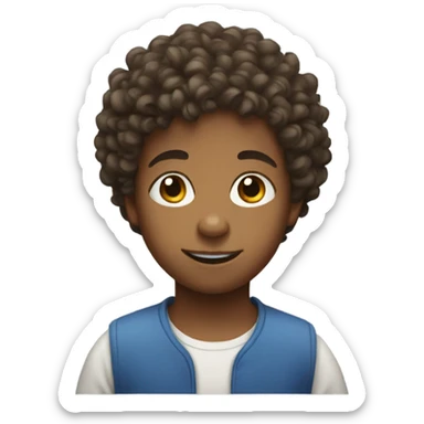 Kid with curly hair playing  sticker