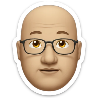 fat bald man glasses nose sticker