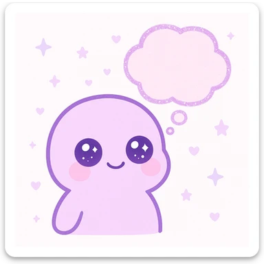 thought bubble with glittery outline, soft purple and pink hues, feminine dreamy sticker