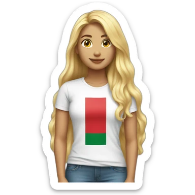 Blonde long hair woman with a mexican flag tshirt sticker