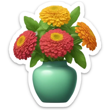 Zinnias in a vase sticker