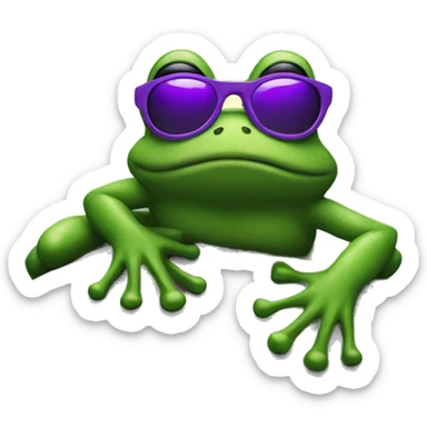frog wit purple sunglasses on top of a mountain sticker