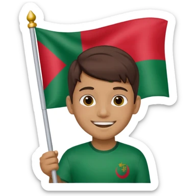A boy is standing with the flag of Bangladesh 🇧🇩 sticker