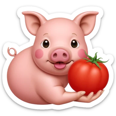Pig eating tomatoes  sticker