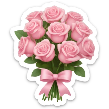 Bouquet of roses in light pink with bow sticker