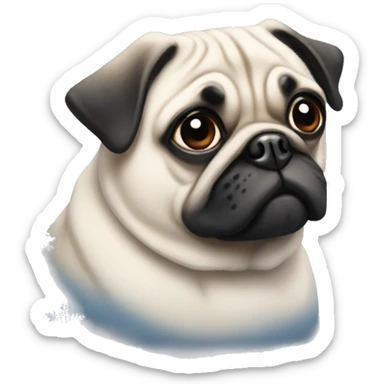 Snowflakes and pug sticker