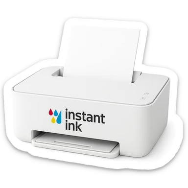 a white printer featuring the Instant Ink logo, minimal style sticker