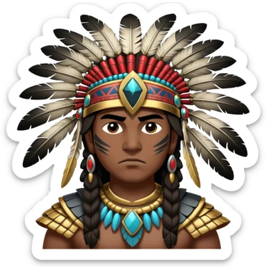 Toltec warrior with feathered headdress and obsidian blade sticker