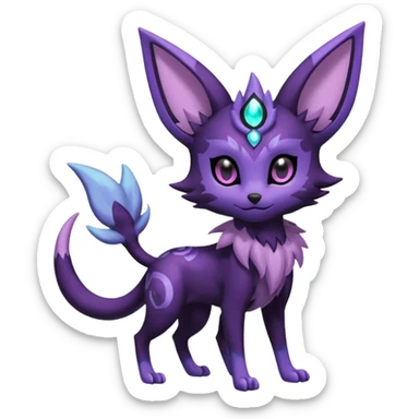 Shiny Cute Espeon-Noibat-Mightyena-Silvally-Fakémon-hybrid-creature (full body)  sticker