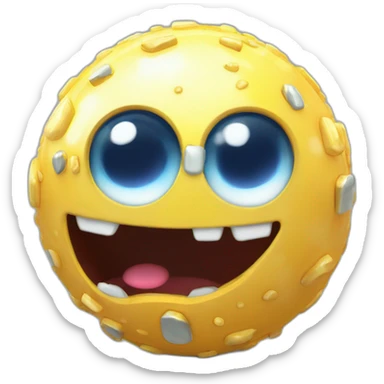 3d sphere with a cartoon robust comparator Slime skin texture with economic eyes sticker