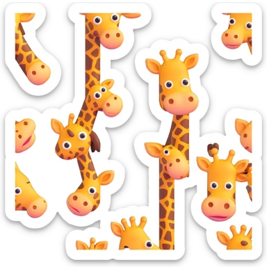 poo with giraffe pattern, cartoon eyes, glossy finish sticker