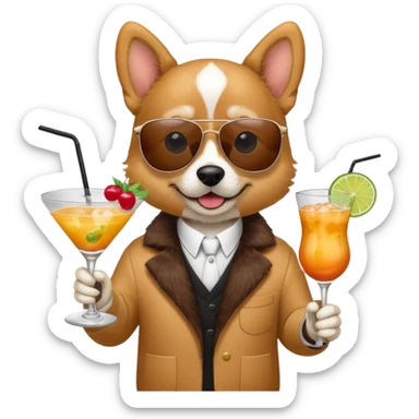 Dog with sunglasses and cocktail sticker