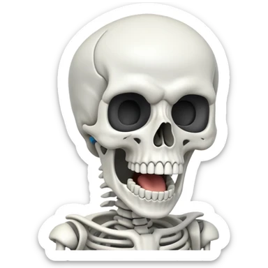 big White Skeleton Rick Astley head screaming with gray lines as the background sticker
