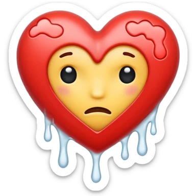 The heatbroken emoji in white with sticky white liquid Ozzing out of it with no face sticker