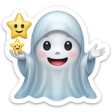 ghost kawai star white sticker