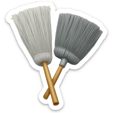 broom and mop crossed sticker