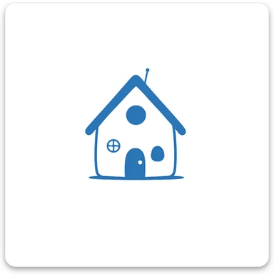 minimal house, doodle, blue sticker