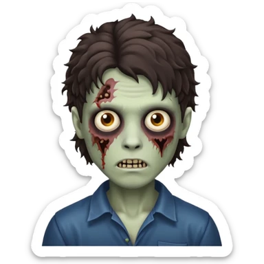 curly dark dark brown mullet haired zombie boy sticker