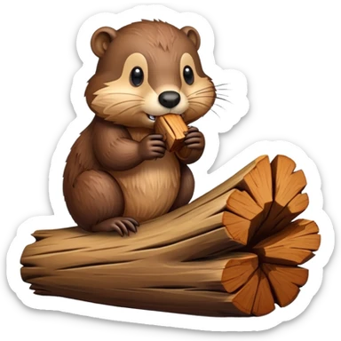castoro che mangia un tronco sticker