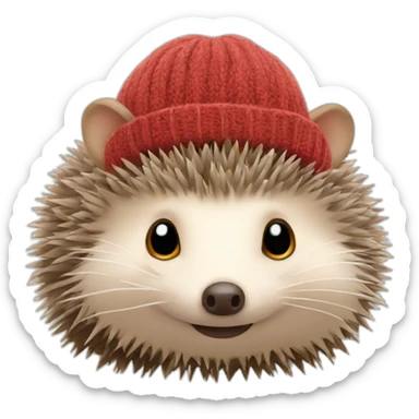 Hedgehog wearing wooly hat sticker