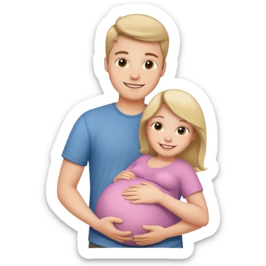 Boyfriend holding pregnant girlfriends belly sticker