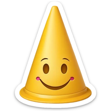 Smiley emoji with cone on head as hat sticker