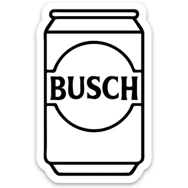 a can of Busch beer, outlined icon style, blue and silver accents, mountain landscape on the label sticker