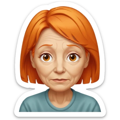 old adult female, orange hair sticker